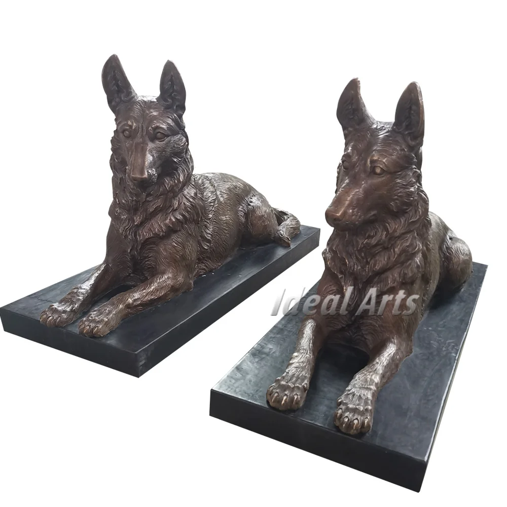 Ideal Arts Decorative casting Hand-carved metal bronze dog head statue sculpture