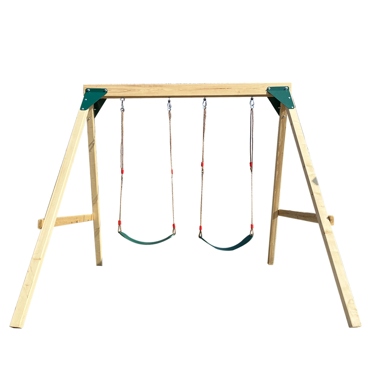 Hot Selling Outdoor Amusement Equipment Wooden Swing Set Playground Kid Outdoor Swing