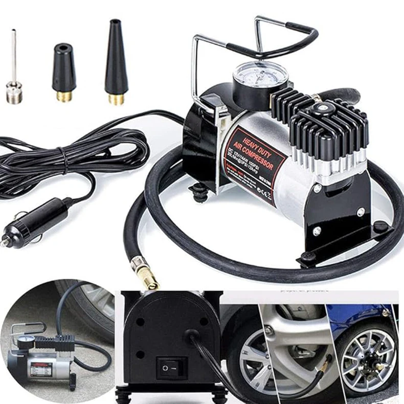 Household Electric Mini Air Compressor Car Electric Portable Auto Digital Tire Inflator Metal Car Air Compressor