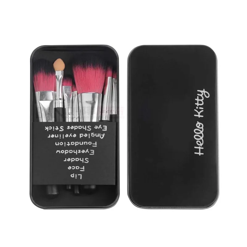 Private Label 7 pcs makeup brush Cartoon iron box Artificial fiber 7pcs brush Makeup tools Single blush brushes