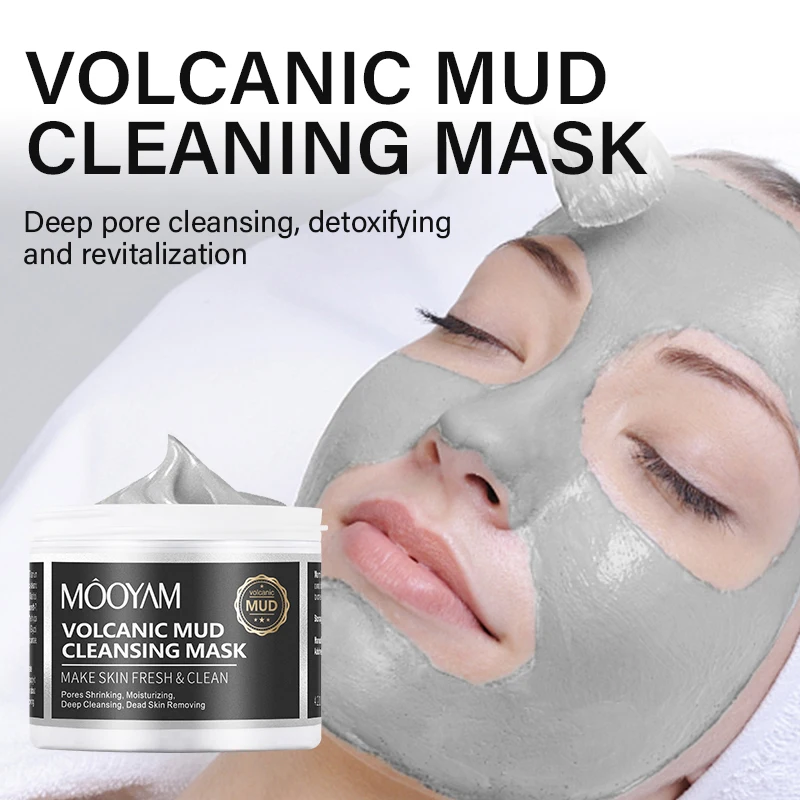 Facial Volcanic Mud Mask Pores Shrinking Moisturizing Deep Cleansing Dead Skin Removing 150ml MOOYAM Volcanic Mud Cleansing Mask