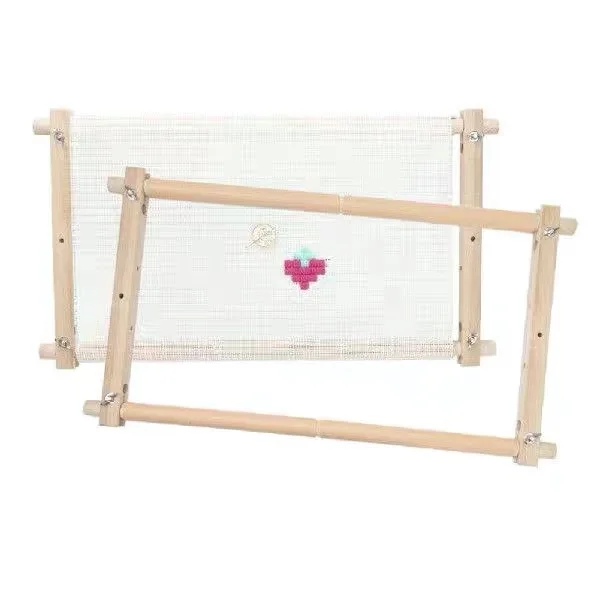 Portable Simple Cross-Stitch Sewing Kit Small Square Wooden Embroidery Frame With Shed Shelf Home Embroidery Tools for Knitting