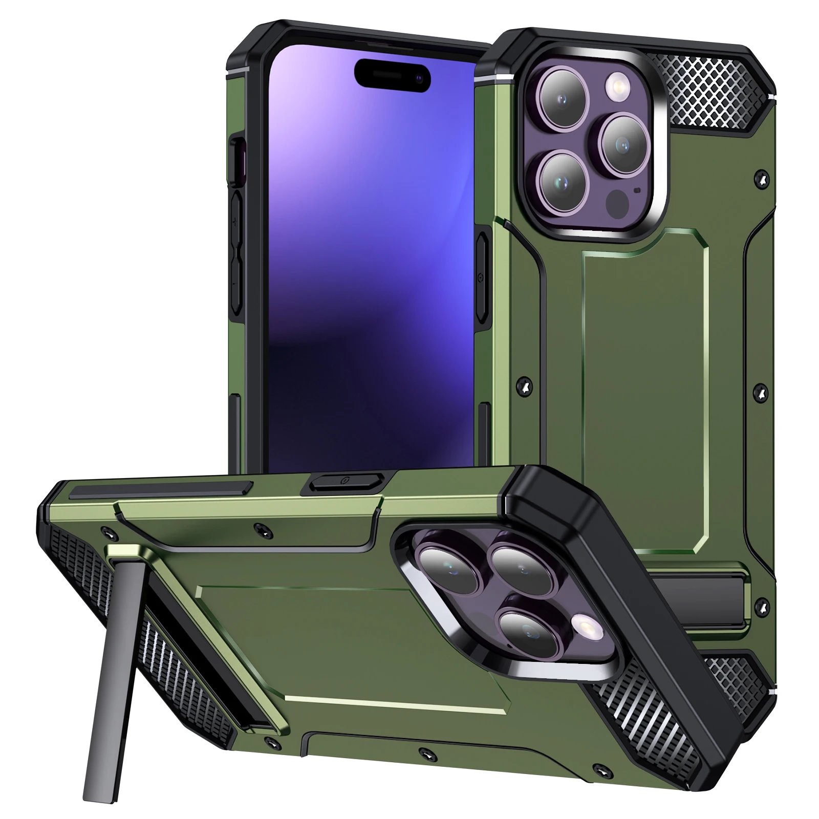 Factory Price Wholesale PC And TPU  2 In 1 Amor Case With Stand Phone Cover For Iphone 14 Pro Max