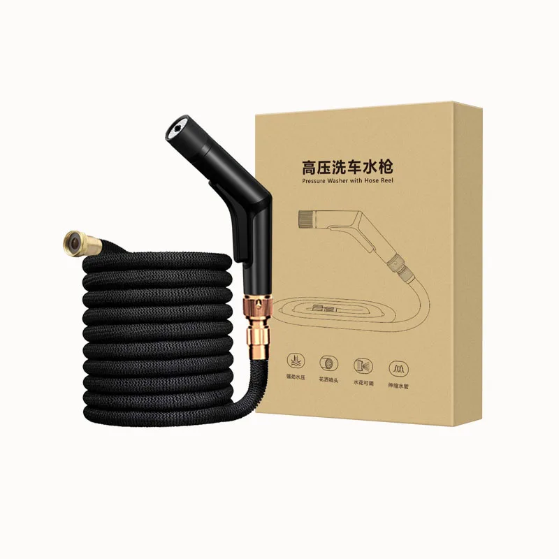 Amazon hot sale Aluminum alloy for car or garden high pressure water gun with 15m water hose Spray cleaning gun