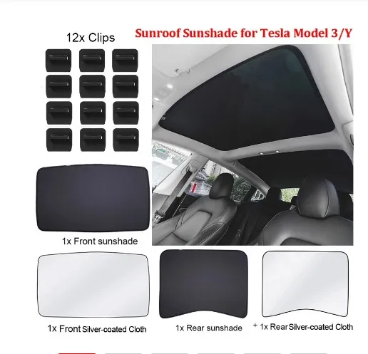 Promotion Roof Sunshade For Tesla Model 3 Y 2023 Roof Shade Skylight Blind Shading Front Rear Windshield Sunscreen Accessories