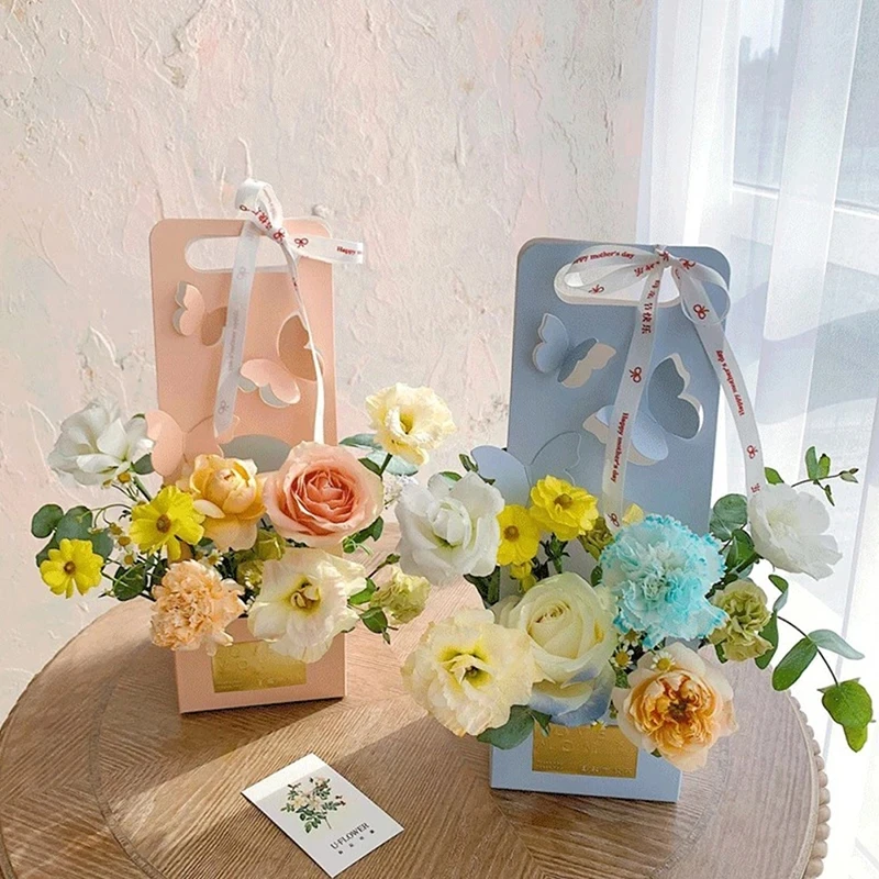 Fashion Gift Flower Decorative Packaging Box Fancy Recyclable Portable Transparent Flower Box