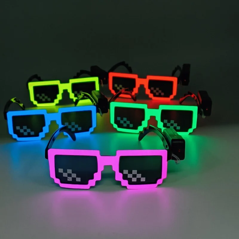 Creative Custom Logo Led Pixel Mosaic Glasses Festival Supplies EL Wireless Light Up Neon Rave Sunglasses For Music Party