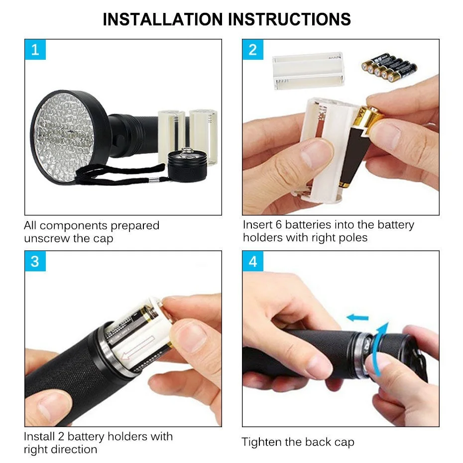 Multi-function LED ultraviolet flashlight UV fluorescent agent detection flashlight outdoor camping light