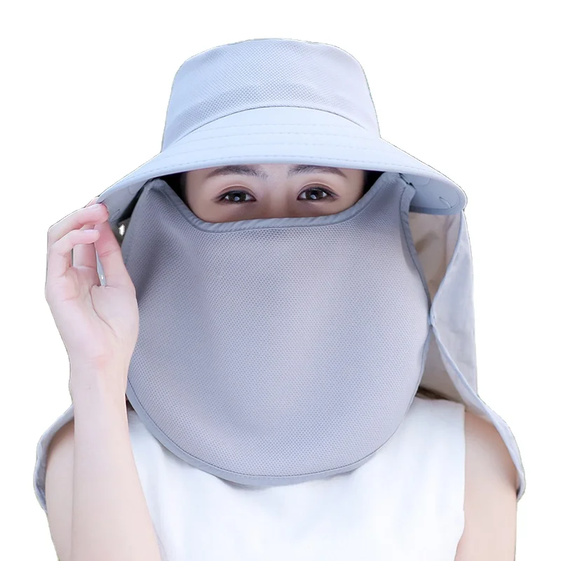 Sidiou Group Summer Sun-proof Detachable Cap With Neck Cover Women Cycling Beach Wide Brim Bucket Hat Folded Outdoor Sun Cap