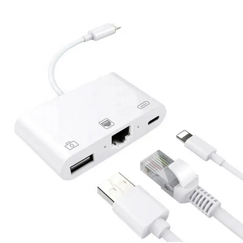 Mobile phone network cable converter for iPhone wired network card straight cable network cable connector with charging