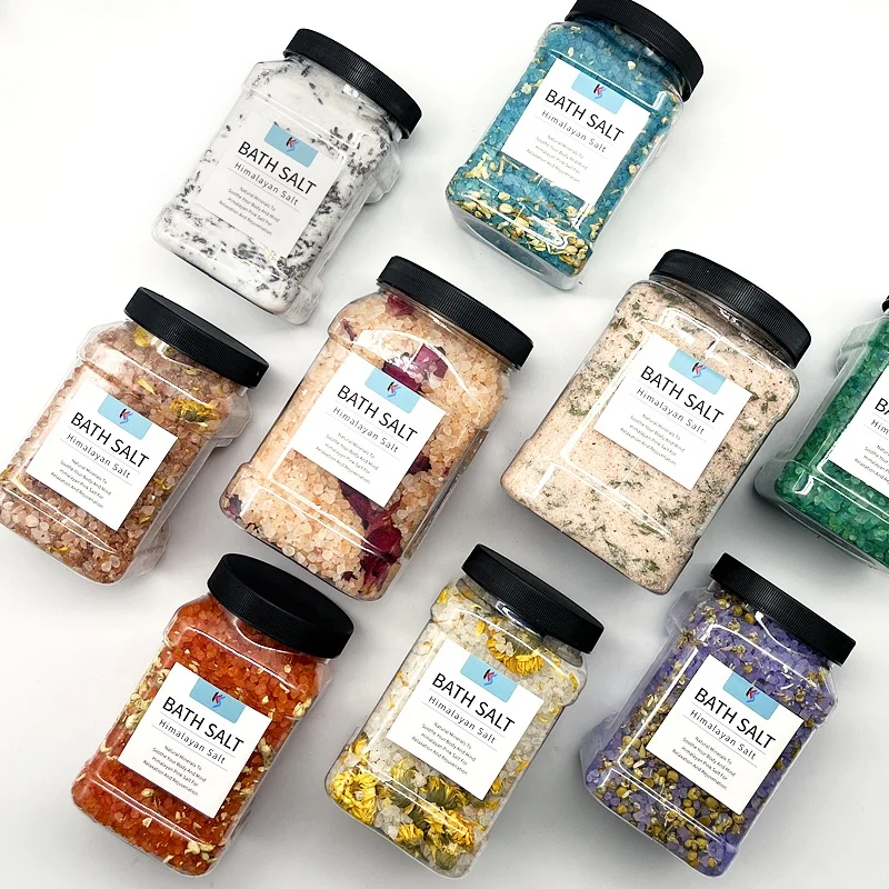 Wholesale Private Label Vegan Natur Handmade organic Himalayan Pink salt Bath Crystal Relaxing Bath Salts Women