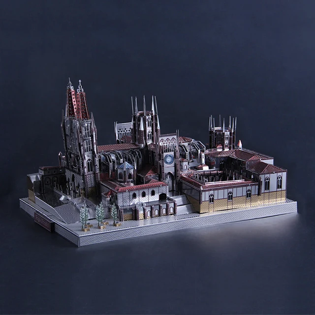 Spain Burgos Cathedral Architecture 3D Metal Puzzle DIY Assemble Model Kits Laser Cut Jigsaw Toys