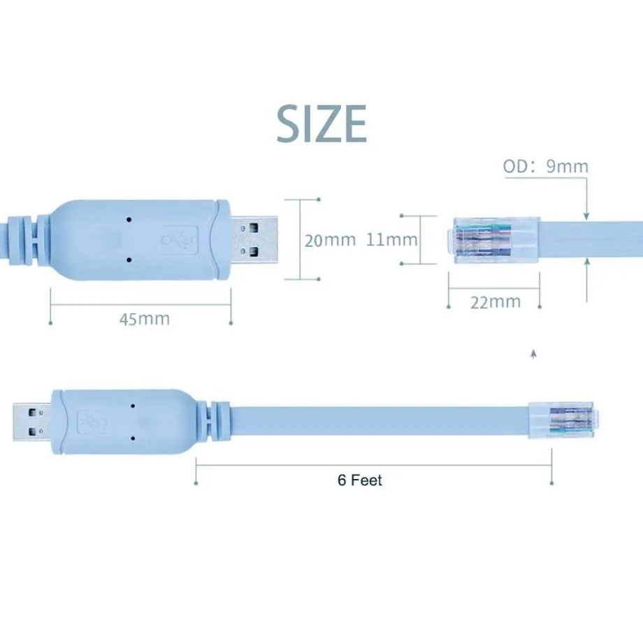 USB to RJ45 Cable Essential Accesory for Ciso, NETGEAR, LINKSYS,TP-LINK Router/Switches for Laptop in Windows, Mac