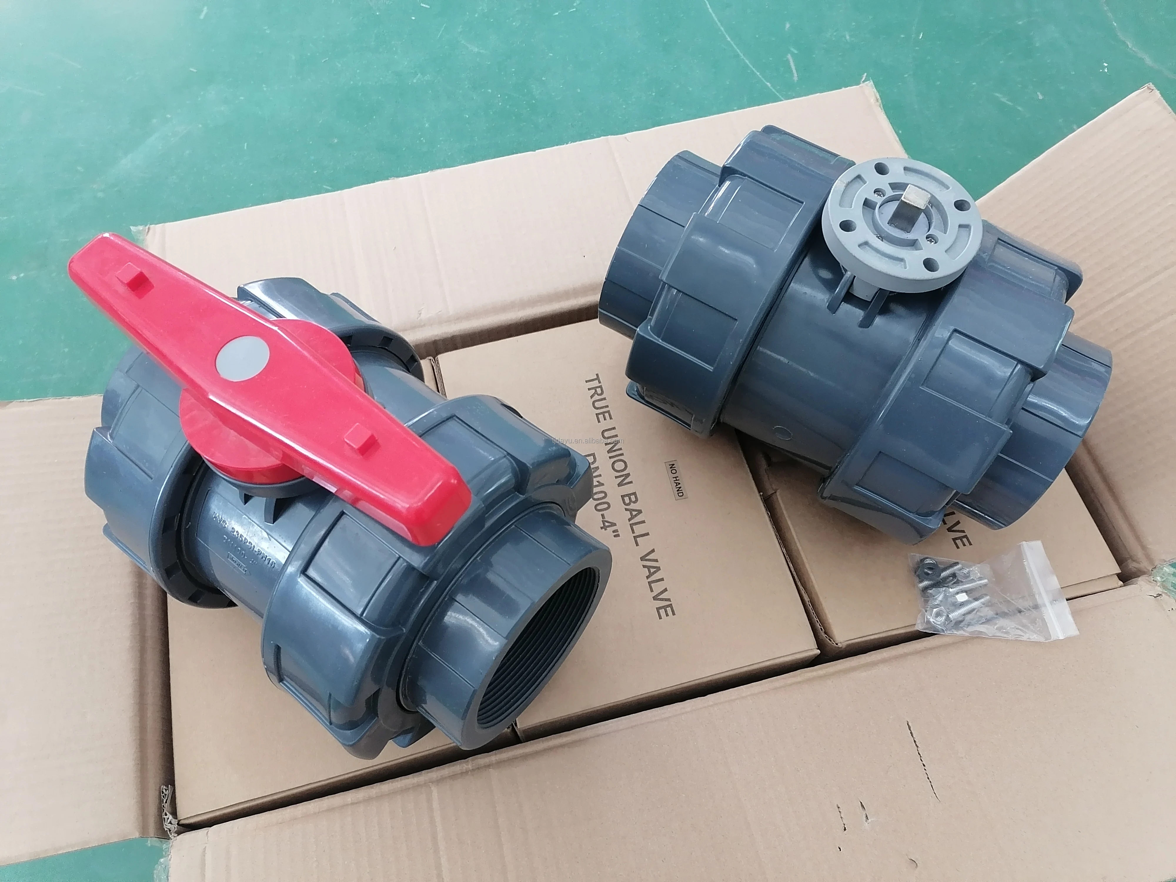 ATA factory cheap sale dn15 to dn100 UPVC PPH handle manual ball valve  bare stem motorized pneumatic drive