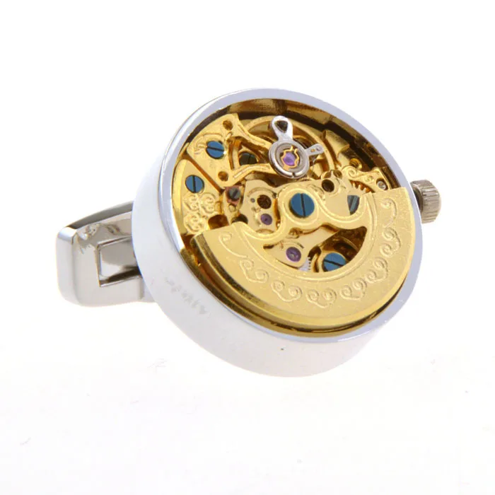 Fully Automatic French Luxury Carved Movement Mechanical Watch cufflinks For Men