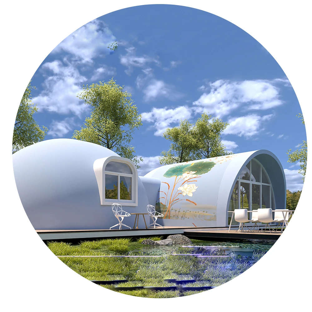 Round the home stay facility spherical  Type dome house stay facility Thermal insulation building