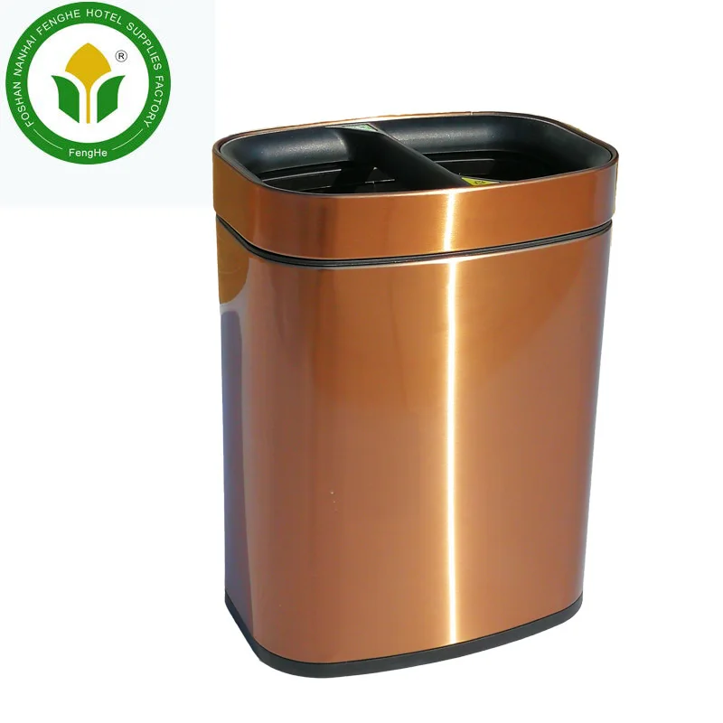 
Household kitchen 2 compartment stainless steel recycle trash bin waste bin dustbin 