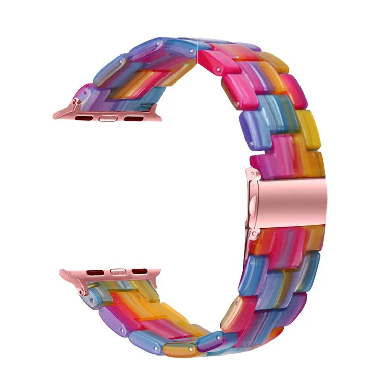 
Fashion Resin Watch Bands for Apple Watch Series 6 SE 5 4 40 44mm Transparent Wrist Strap Luxury Bracelet for iWatch 3 2 1 38 42 