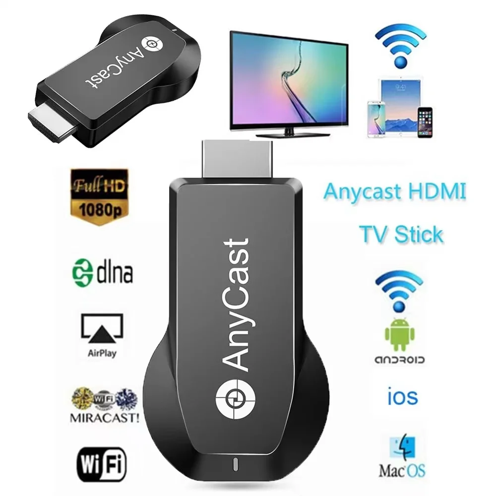 Hot Sale AnyCast M9 Plus 1080P HD wireless mirroring screen miracast for Smartphone Tablet wifi display TV dongle