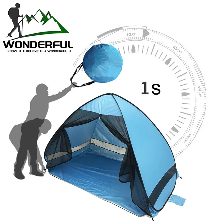 Spot Wholesale Explosion Models Fully Automatic 2 Seconds Speed Opening Anti-Mosquito Beach Shade Gauze Tent