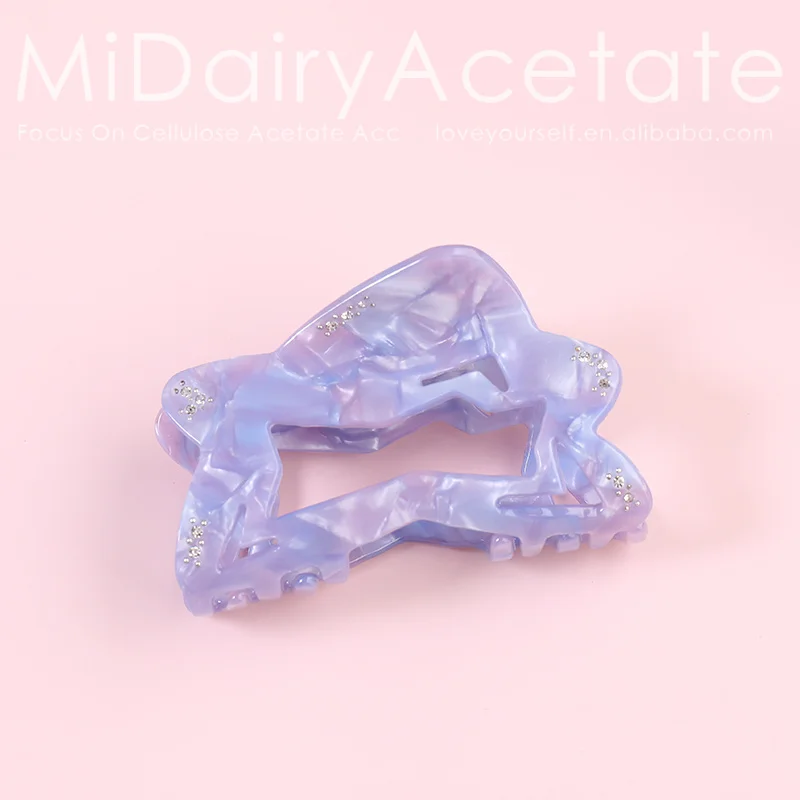 Midairy factory direct sell OEM ODM irregular hollow girly rhinestone hair claw clips for women ladies accessories 80x45mm 4236