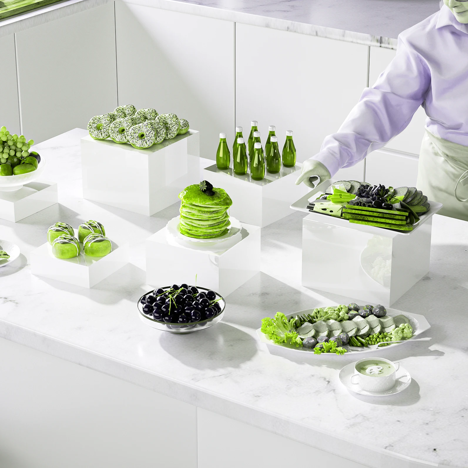 Wedding Banquet Display Stand White Buffet Acrylic Food Display Stand Cube Buffet Food