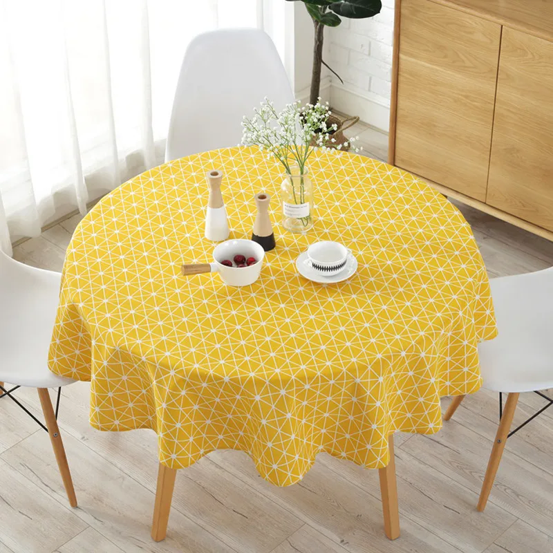 Table Cloths Wholesale Cotton Made Nordic Round Tablecloth Colored Stripe Christmas Tree Cover Washable Table Cloth Drop Ship