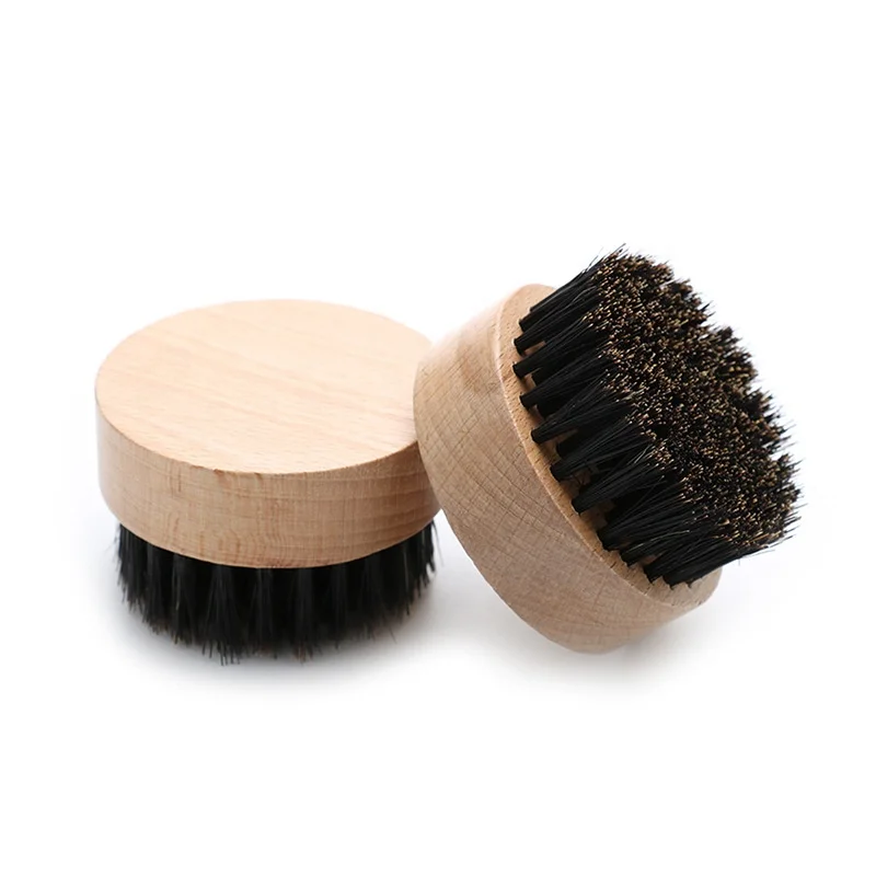 Wholesale Custom Logo Black Wooden Mens Beard comb and Nature Bristle Brushes Black Natural Boar Bristle Wood Hair Brush