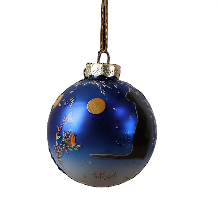 Wholesale Colorful 8cm Glass Christmas ball with beautiful texture ornament