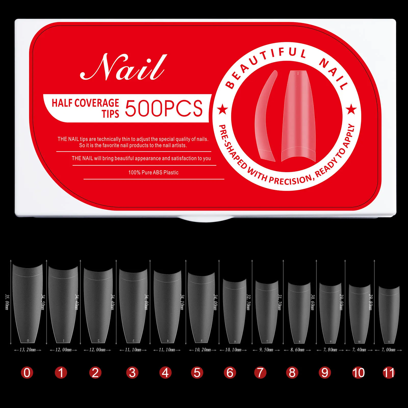 2024 Matte Half Cover Square Nail Art Tip Ultra Thin Soft Gel Frosted Nail Tips 500pcs/box Traceless Stiletto Straight Nail Tips