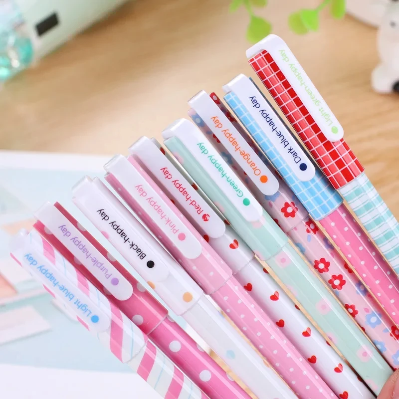 10 Pcs/Set Color Pen Flower Animal Starry Star Sweet Flora Colored Gel Pen 0.38mm Cute Pens for School Stationary