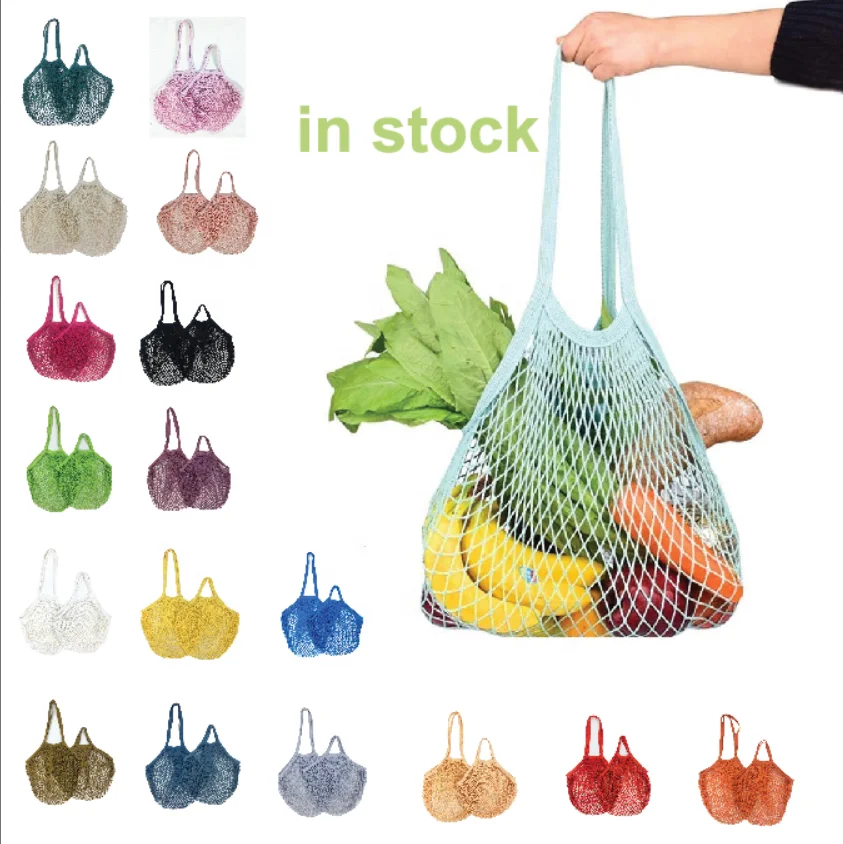 ECO-friendly   The Best seller natural cotton net bag  GOTS fruit mesh produce fishnet shopping bag