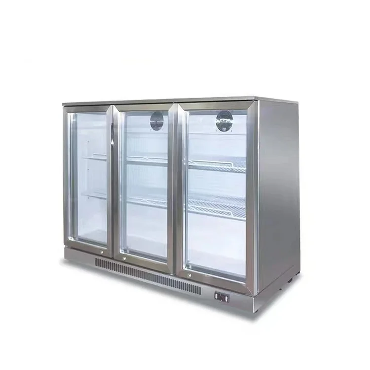 Hot Sale 3 Stainless Steel Glass Door Soft Drink Back Bar Beer Cooler