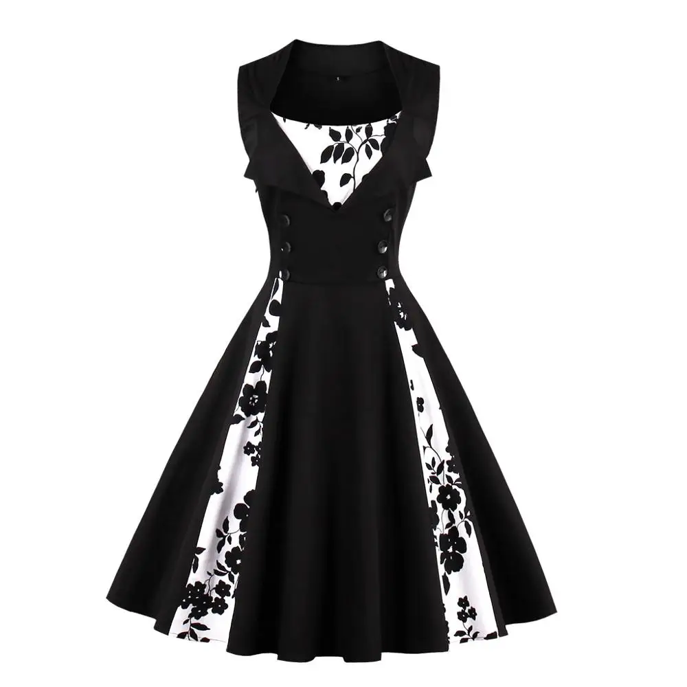 China Factory Direct Sale   zipper  printed cotton  big swing dress Vintage girls party dress