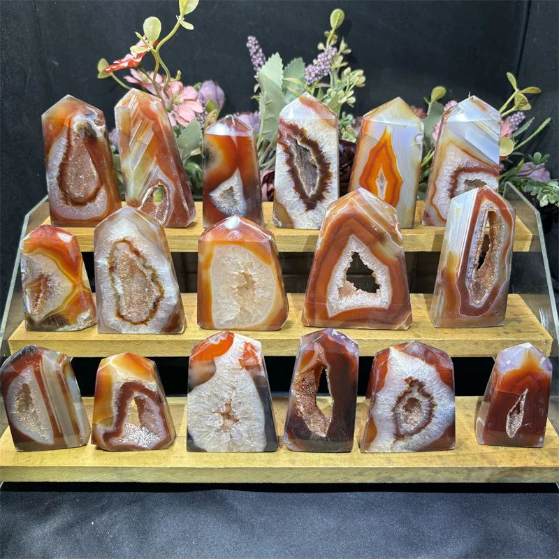 Wholesale Healing Natural Stones Reiki Crystal Crafts Polished Carnelian Druzy Points For Decoration