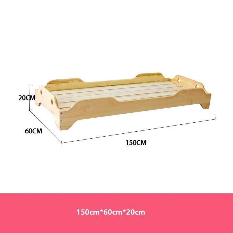 Kindergarten Daycare Bed Hosting Solid Wood Cot Toddler Floor Bed Montessori Wooden Bed For Kids