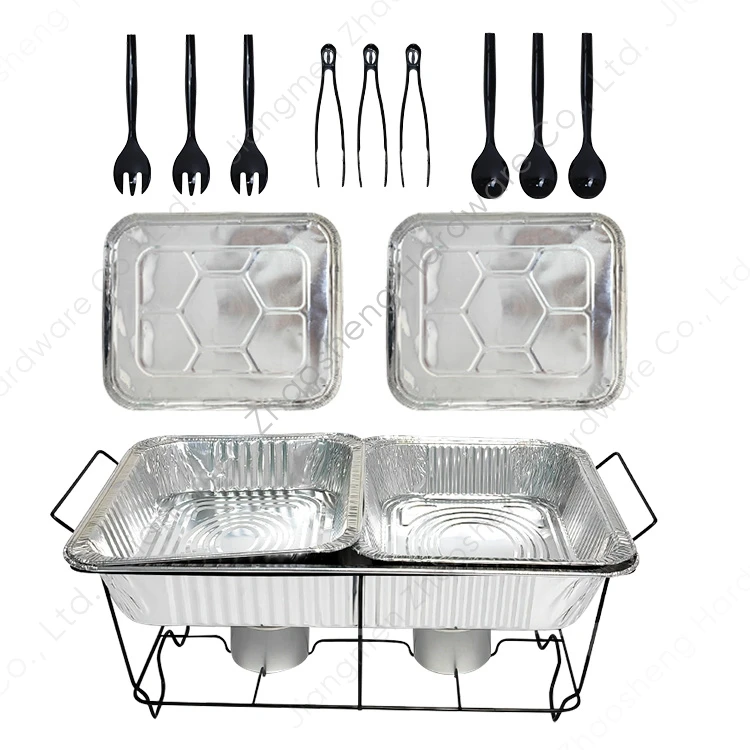 Hotel Restaurant Food Warmers Set Chaffing Dishes Display Racks Chafing Rack with Aluminum Pan and Spoon