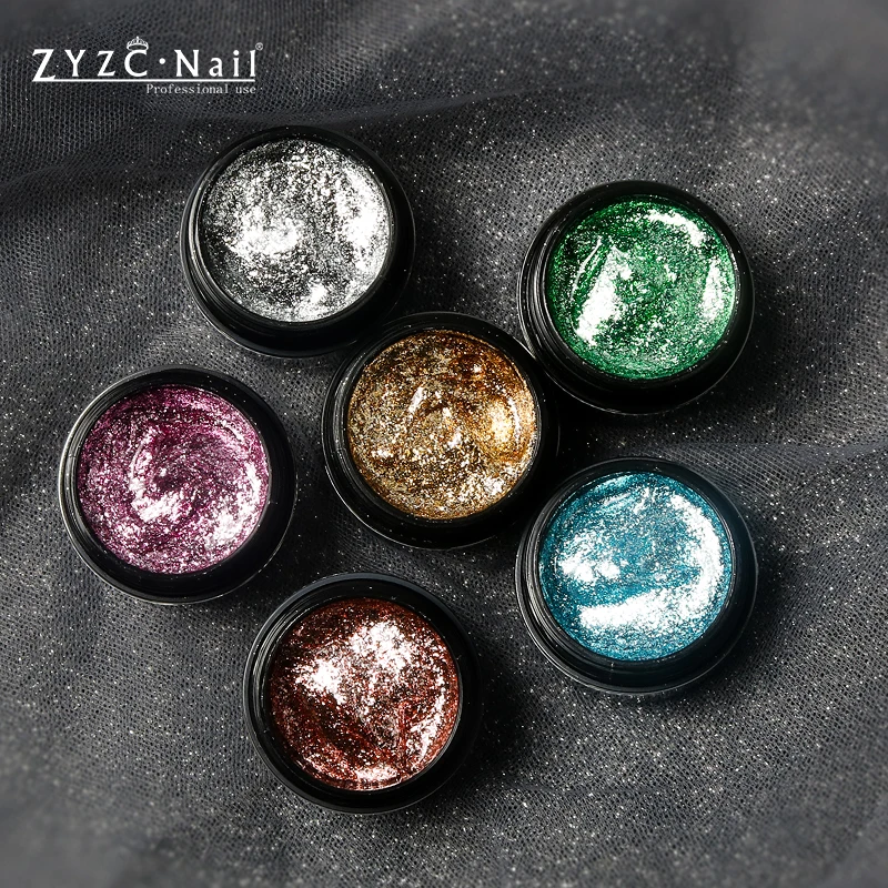 ZYZC  Platinum Painting Gel Kit With Nail Brush UV LED Salon Nails Art Design Metallic Glitter Drawing Lining Manicure Set