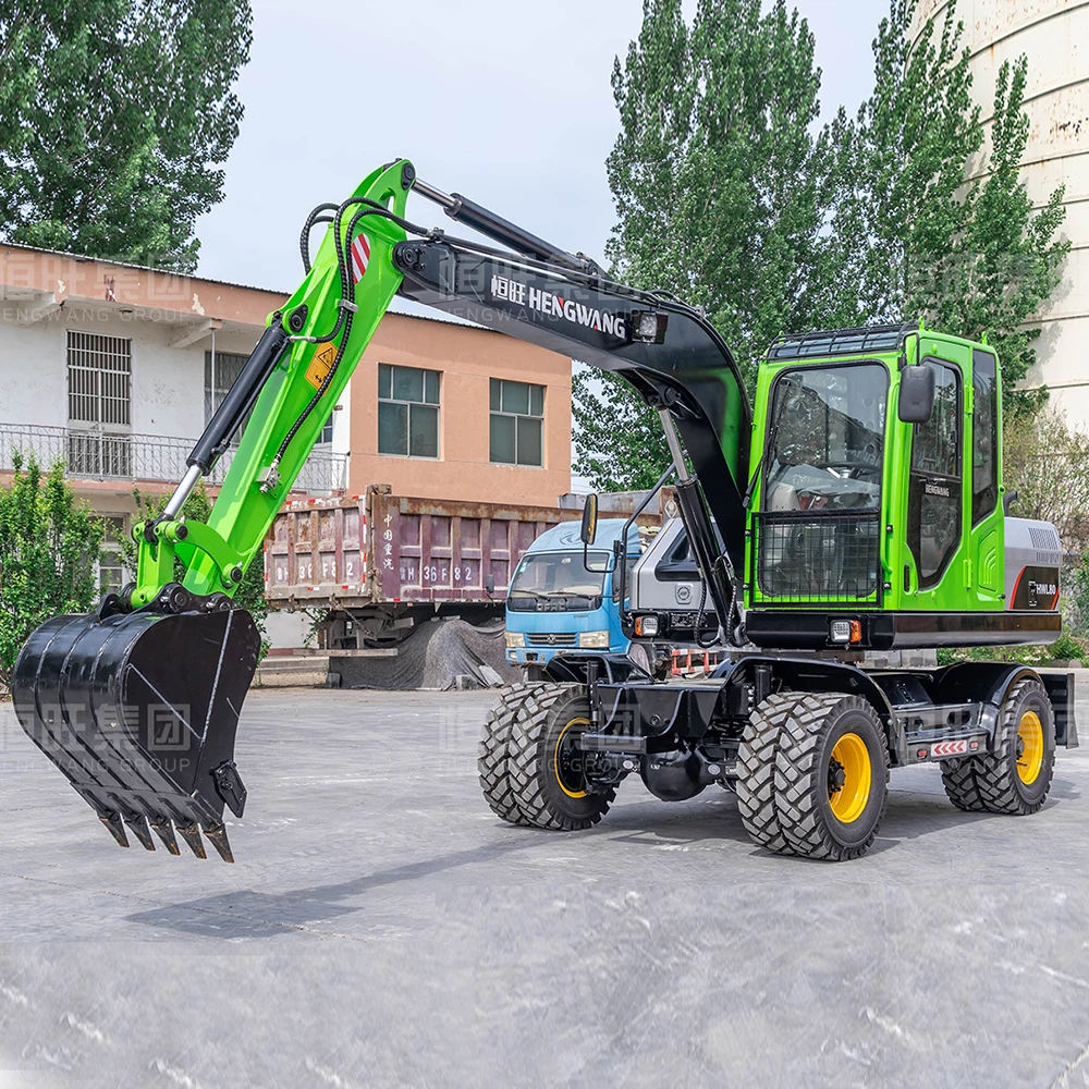 Hengwang HW-80 8ton wheel excavator china mini digger wheel excavator