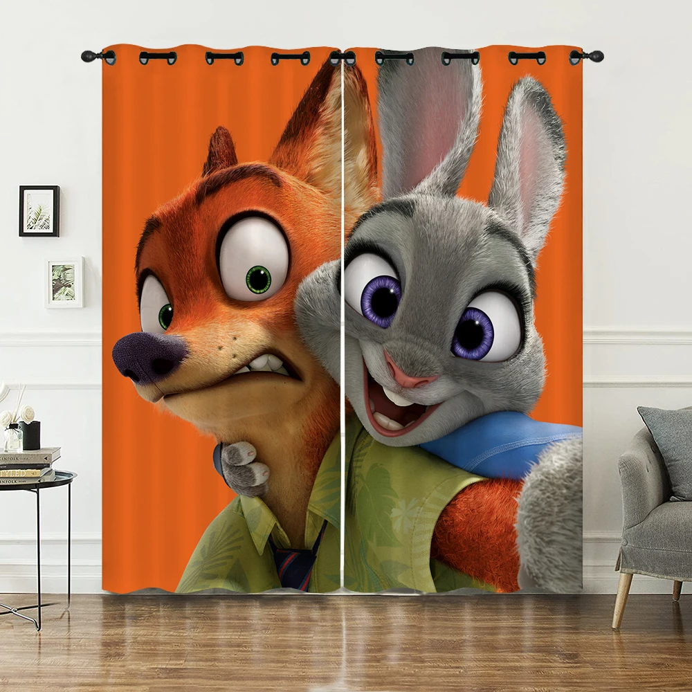 Hot sale custom printed shower curtain polyester cartoon Zootopia curtain
