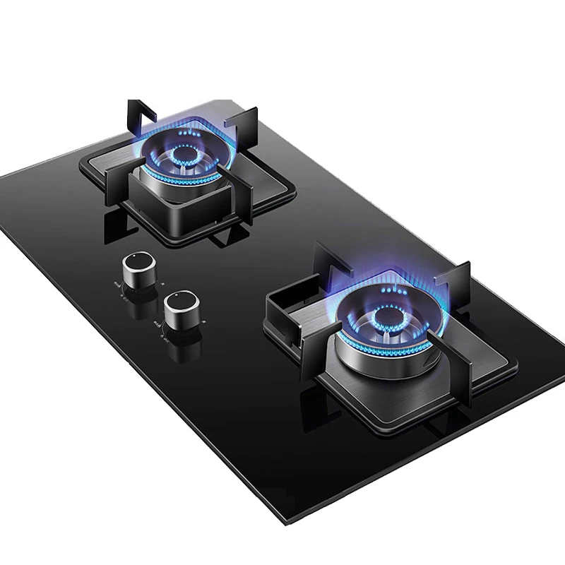 Built-in ceramic crystal plate gas stove double fire household kitchen appliances gas stove