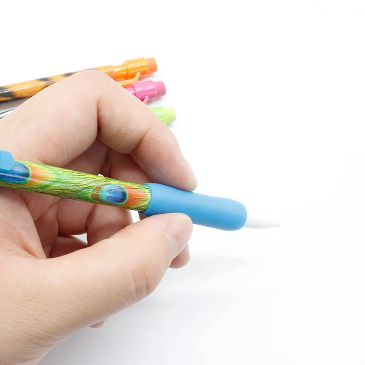 Custom Plastic 0.5mm or 0.7mm automatic mechanical pencil with soft rubber grip for school students