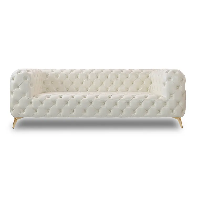 3 seater Modern Living Room Furniture Luxury Leather Tufted Sofas