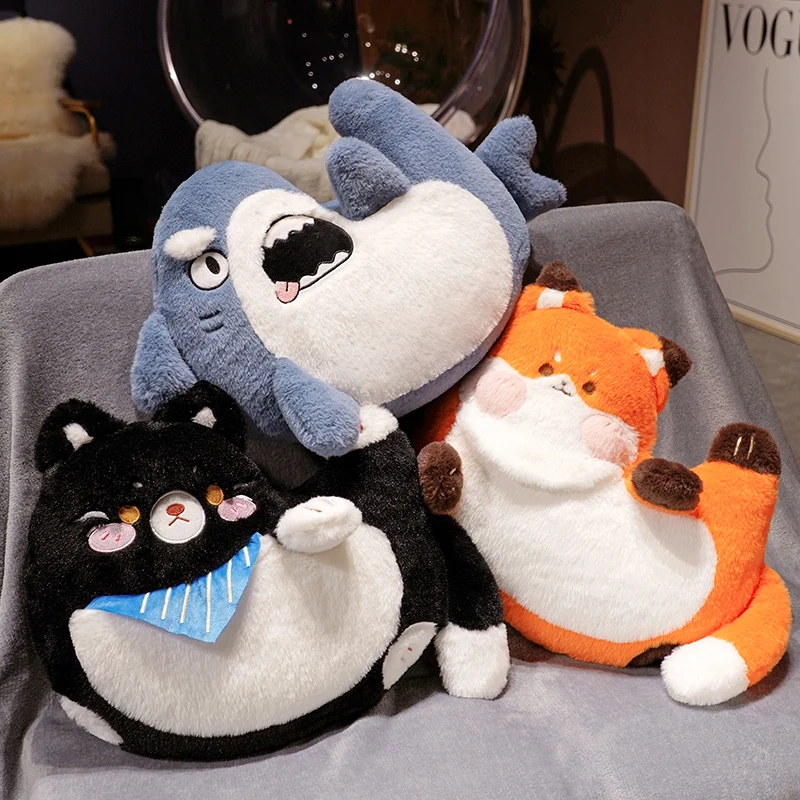 Animal Cushion Cute Soft Cartoon Fox Shark Cat Pillow Blanket for Car