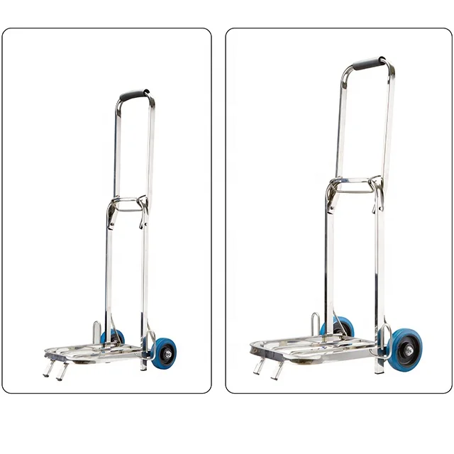 
Stainless Folding Hand Cart Platform Trolley for Warehouse Home Shopping 