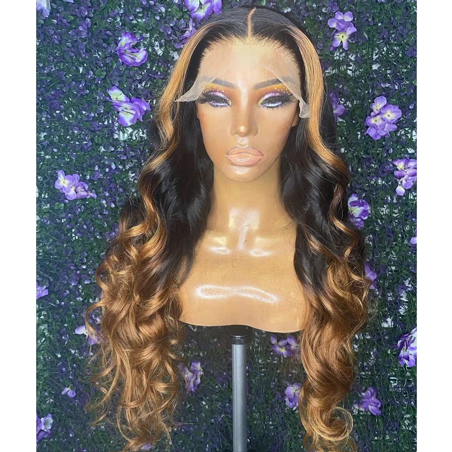 
Cuticle Aligned Virgin Hair Vendor Alisa Ombre Brown Loose Deep Wave Wig PrePlucked Human Hair Lace Front Wigs Remy 