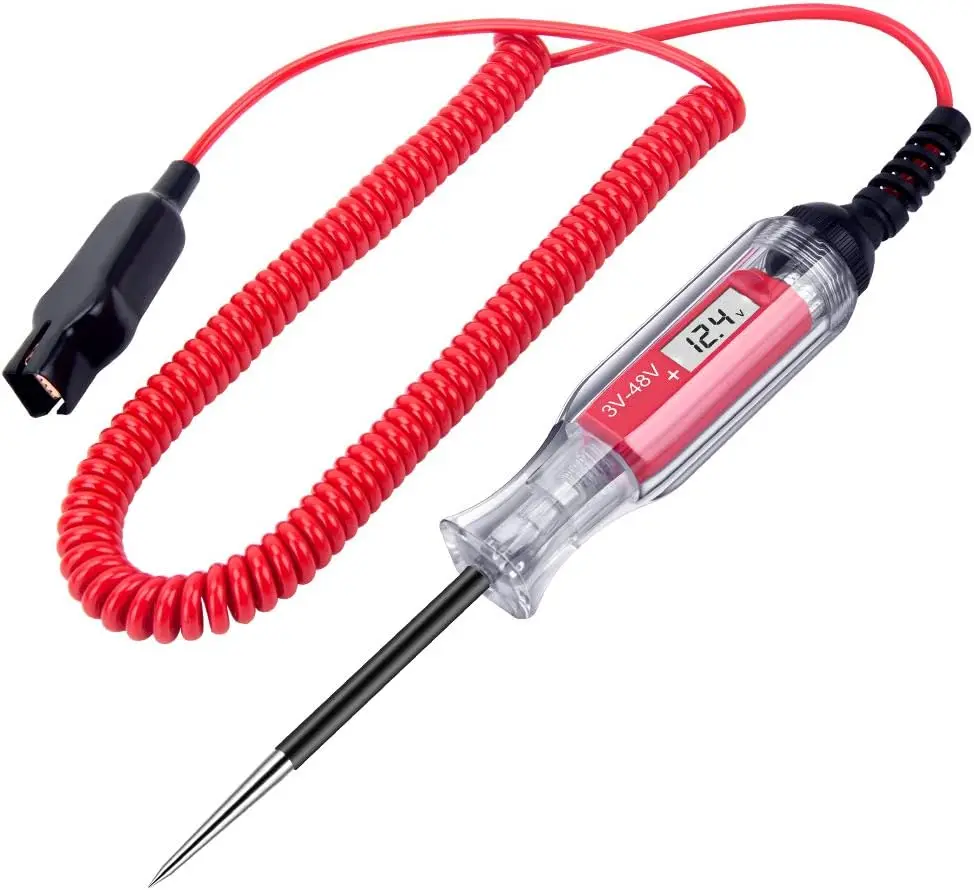 Large Size Heavy Duty 3-48V Digital LCD Circuit Tester with 140 Inch Extended Spring Wire,Car Truck Low Voltage & Light Tester