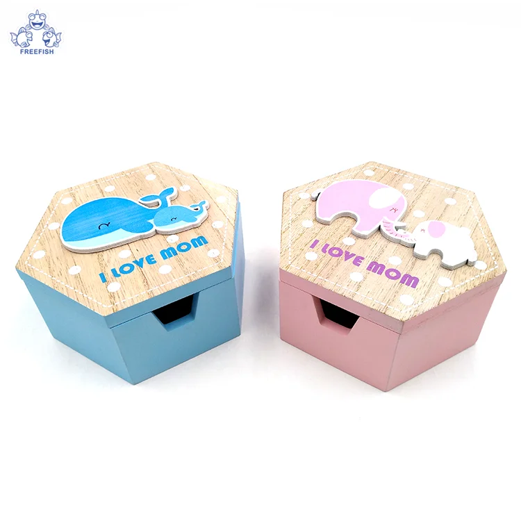 Custom Gift Packaging Storage Hexagon Plain Wooden MDF Box, Wood Hexagon Crafts Box for Decoration