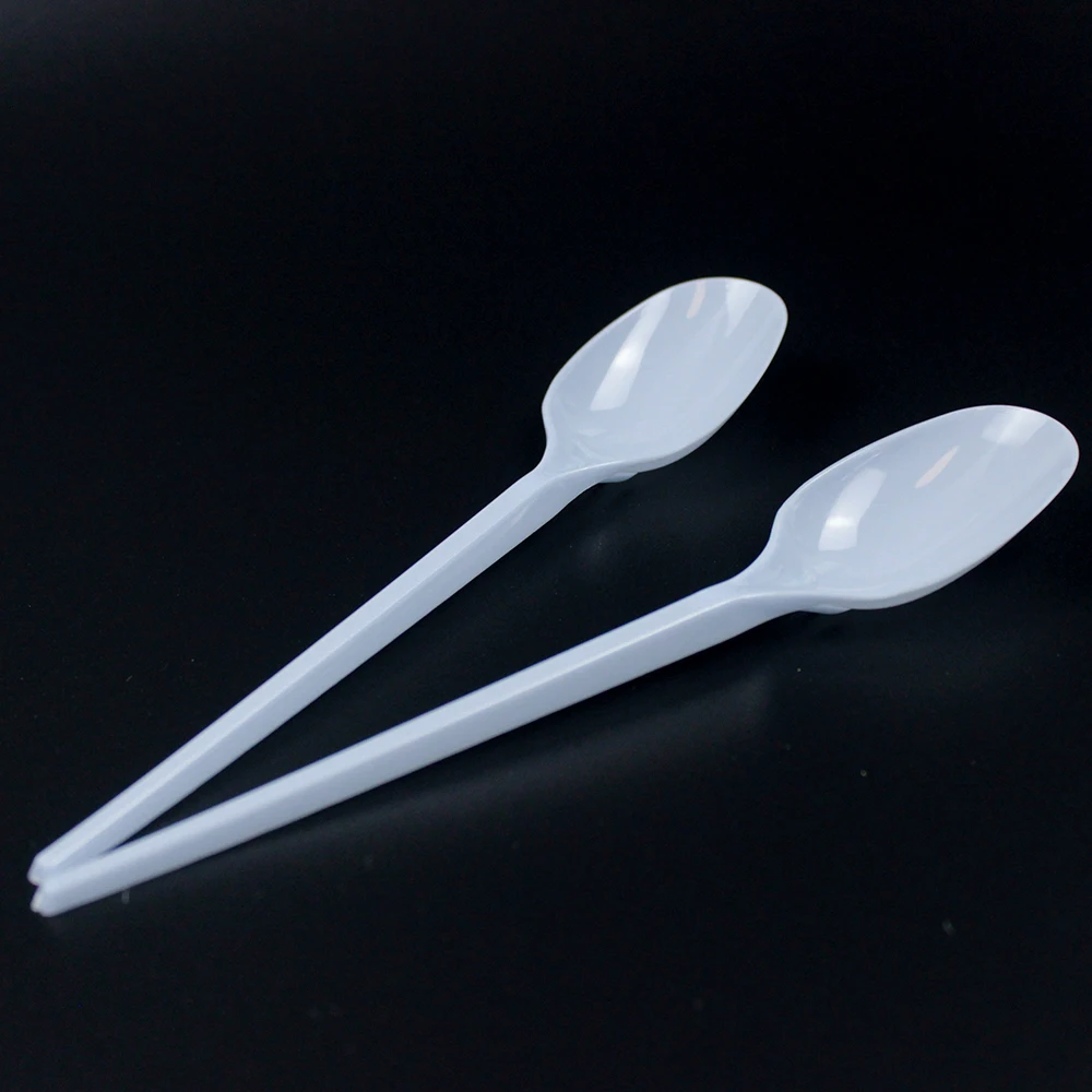Disposable plastic cutlery 165mm PS plastic spoon customizable white spoon for restaurants