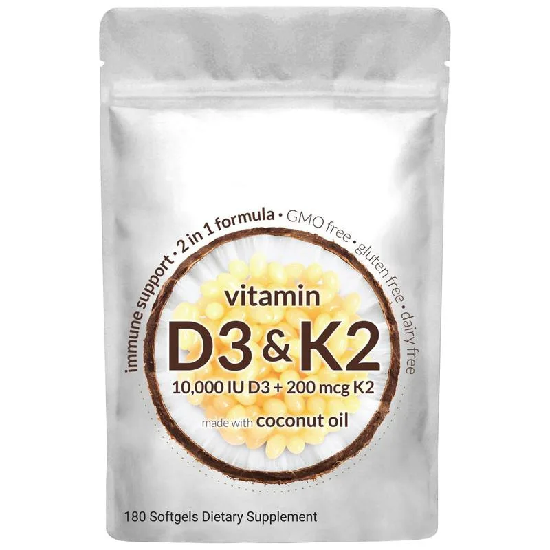 Hot Selling Online 2 in 1 Vitamin D3 K2 Supplement Softgel Vitamine D Vitamin K2 Complex Pills to Cardiovascular Health